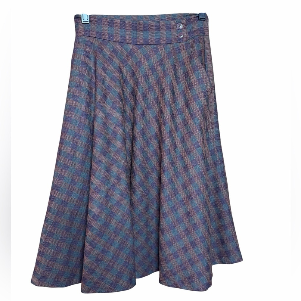 Vintage Spitalnick 100% Wool Plaid Midi Skirt Lined Flowy Dark Academia SZ-8